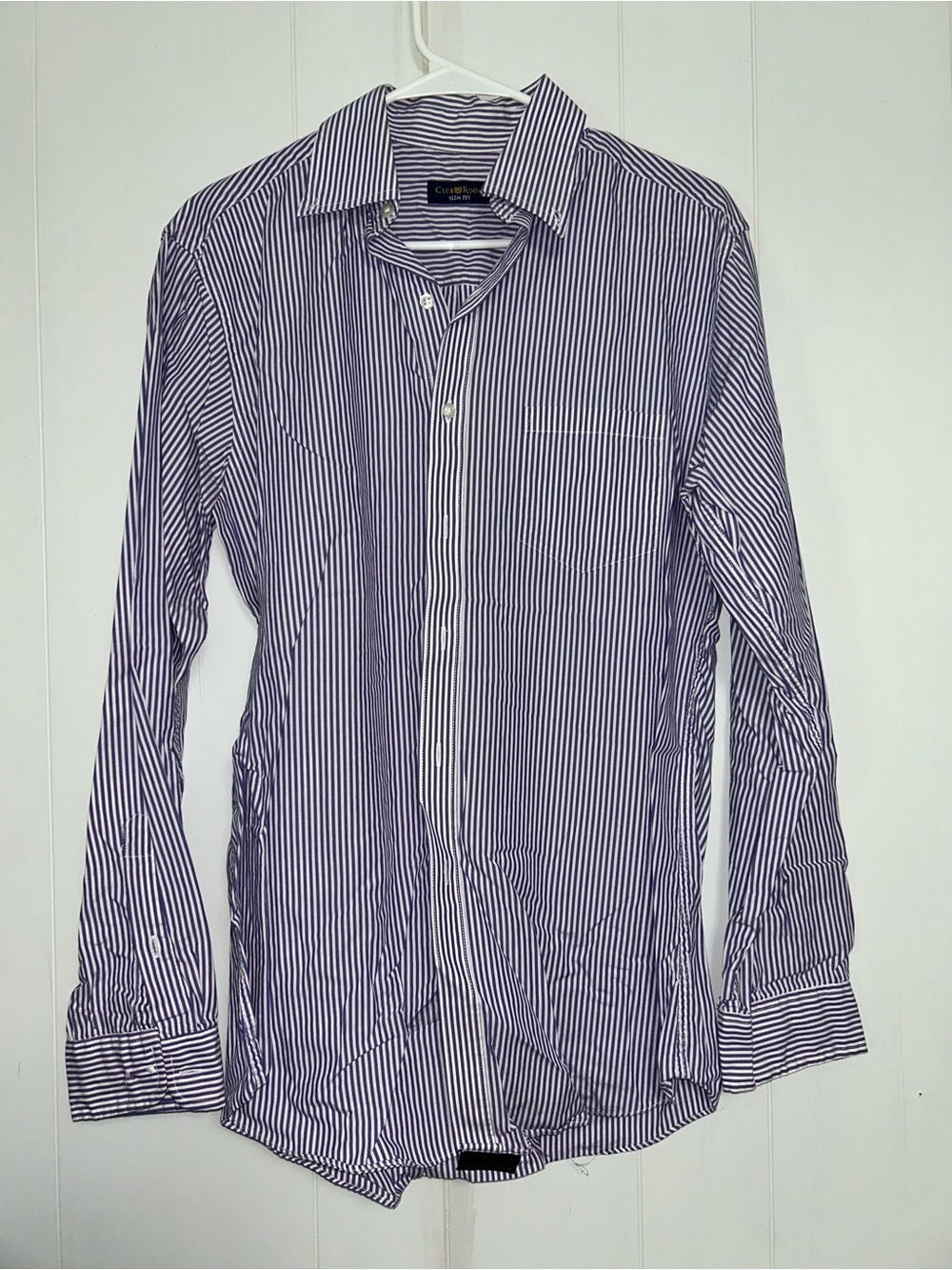 Classic Men's Striped Dress Shirt - Purple/White